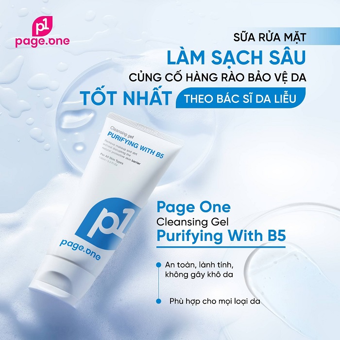 Gel rửa mặt PageOne Cleansing Gel Purifying With B5 phù hợp với mọi làn da