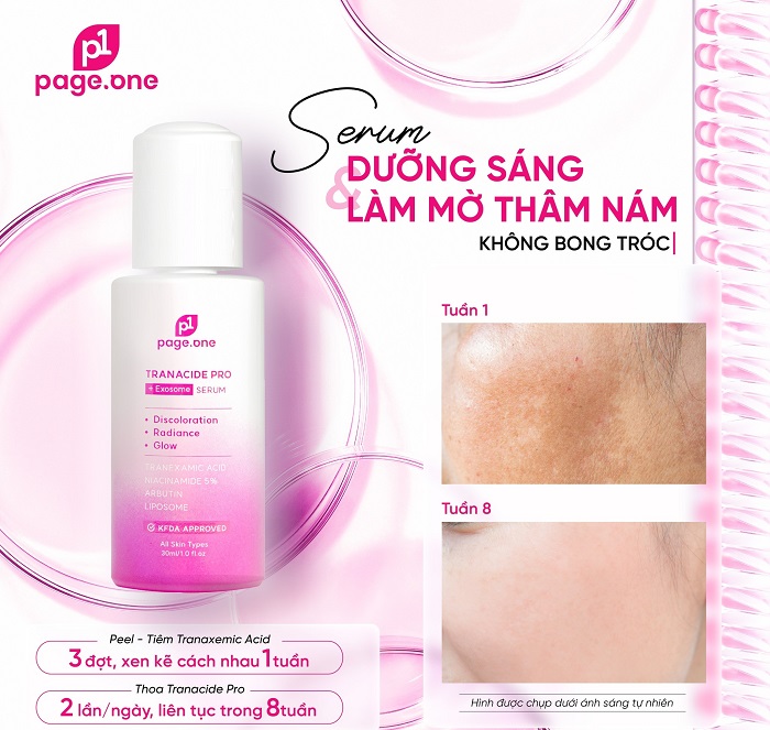 Serum trị nám PageOne Tranacide Pro + Exosome không gây bong tróc, mẩn đỏ hay các dấu hiệu kích ứng khác Serum trị nám PageOne Tranacide Pro + Exosome không gây bong tróc, mẩn đỏ hay các dấu hiệu kích ứng khác
