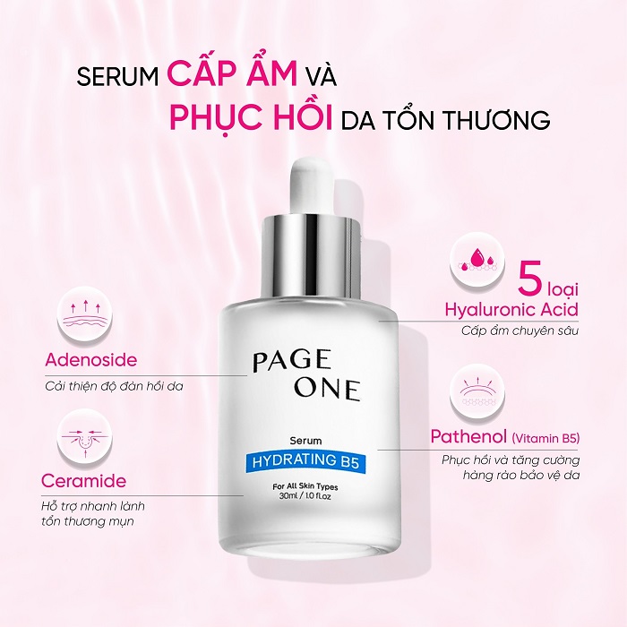 Serum dưỡng ẩm chuyên sâu và phục hồi tổn thương Page One Hydrating B5 Liposome Serum dưỡng ẩm chuyên sâu và phục hồi tổn thương Page One Hydrating B5 Liposome