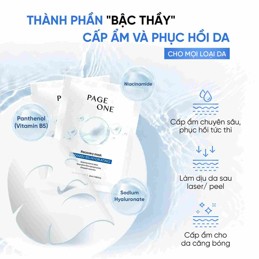 Mặt nạ Dưỡng ẩm Phục hồi Chuyên sâu PageOne Recovery Mask Vitamin B5 Hydrating