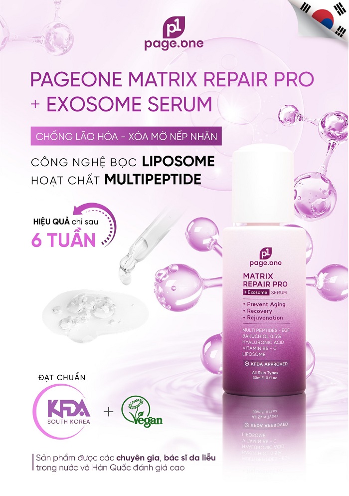 Serum Page One Matrix Repair Pro+Exosome là sản phẩm chứa Multi Peptide được ưa chuộng